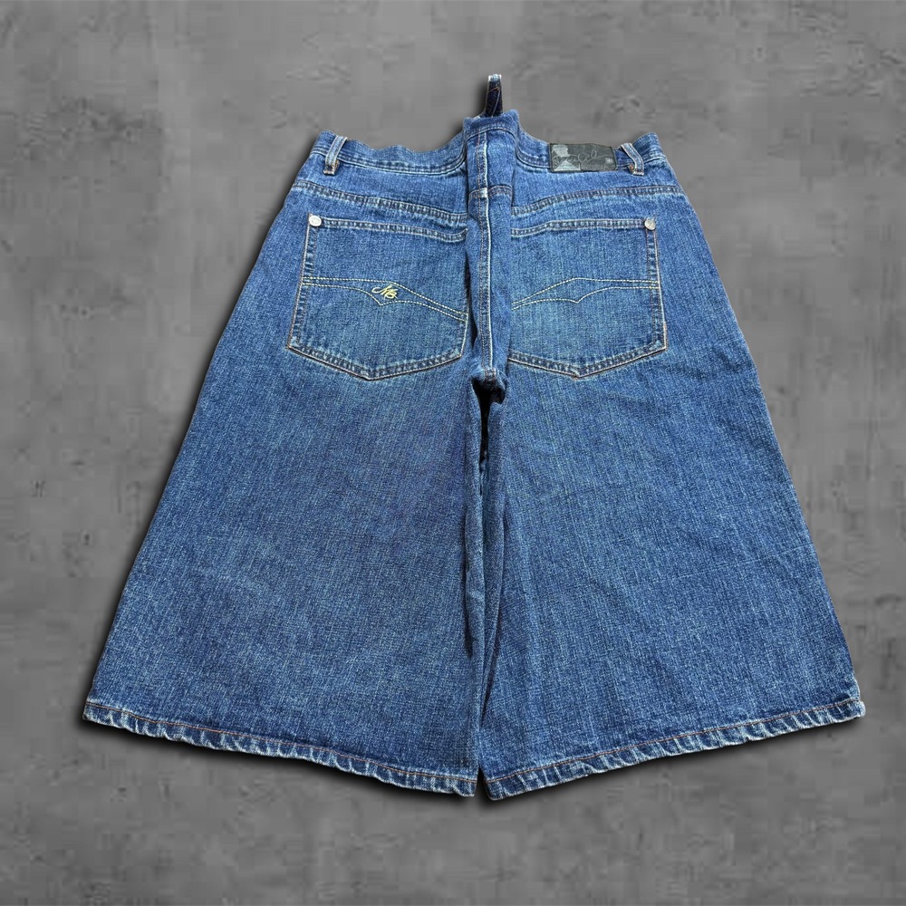 Y2K Baggy Wide Leg Blue Makaveli Streetwear 2000s Vintage Skater Shorts